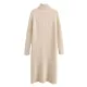 Simple Long Sleeves Loose Solid Color High-Neck Sweater Dresses Simple Long Sleeves Loose Solid Color High-Neck Sweater Dresses