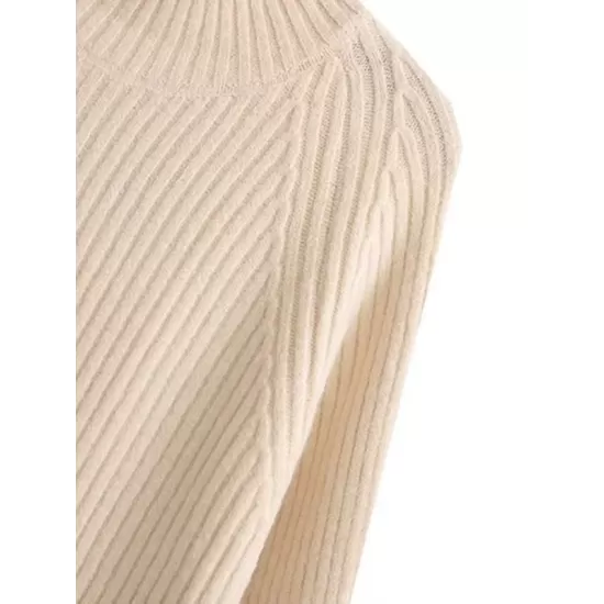 Simple Long Sleeves Loose Solid Color High-Neck Sweater Dresses Simple Long Sleeves Loose Solid Color High-Neck Sweater Dresses