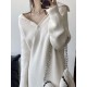 Simple Long Sleeves Loose Buttoned Solid Color High-Neck Sweater Dresses Simple Long Sleeves Loose Buttoned Solid Color High-Neck Sweater Dresses