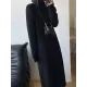 Simple Long Sleeves Loose Buttoned Solid Color High-Neck Sweater Dresses Simple Long Sleeves Loose Buttoned Solid Color High-Neck Sweater Dresses