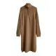 Simple Long Sleeves Loose Buttoned Solid Color High-Neck Sweater Dresses Simple Long Sleeves Loose Buttoned Solid Color High-Neck Sweater Dresses