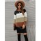 Casual Long Sleeves Contrast Color Round-Neck Sweater Dresses