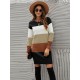Casual Long Sleeves Contrast Color Round-Neck Sweater Dresses Casual Long Sleeves Contrast Color Round-Neck Sweater Dresses