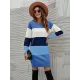 Casual Long Sleeves Contrast Color Round-Neck Sweater Dresses Casual Long Sleeves Contrast Color Round-Neck Sweater Dresses