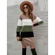 Casual Long Sleeves Contrast Color Round-Neck Sweater Dresses Casual Long Sleeves Contrast Color Round-Neck Sweater Dresses
