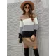 Casual Long Sleeves Contrast Color Round-Neck Sweater Dresses Casual Long Sleeves Contrast Color Round-Neck Sweater Dresses