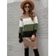Casual Long Sleeves Contrast Color Round-Neck Sweater Dresses Casual Long Sleeves Contrast Color Round-Neck Sweater Dresses