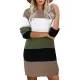 Casual Long Sleeves Contrast Color Round-Neck Sweater Dresses Casual Long Sleeves Contrast Color Round-Neck Sweater Dresses