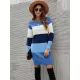 Casual Long Sleeves Contrast Color Round-Neck Sweater Dresses Casual Long Sleeves Contrast Color Round-Neck Sweater Dresses