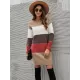 Casual Long Sleeves Contrast Color Round-Neck Sweater Dresses Casual Long Sleeves Contrast Color Round-Neck Sweater Dresses