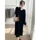 Stylish Long Sleeves Loose Solid Color Hooded Sweater Dresses Stylish Long Sleeves Loose Solid Color Hooded Sweater Dresses