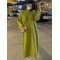 Urban Loose Long Sleeves Solid Color V-Neck Sweater Dresses