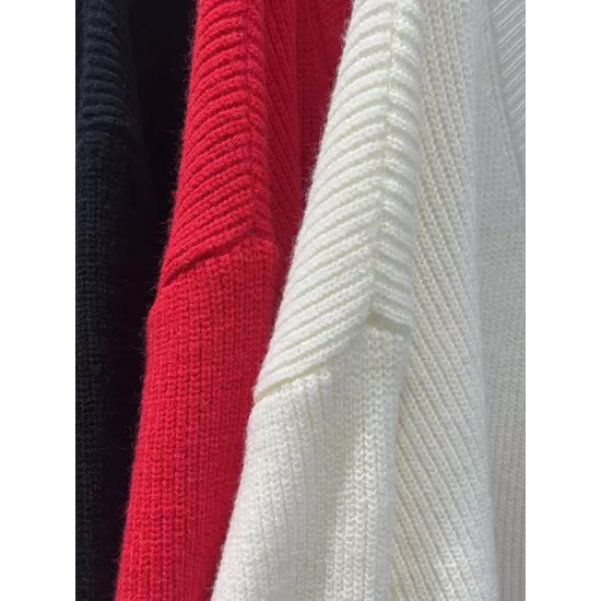 Urban Loose Long Sleeves Solid Color V-Neck Sweater Dresses Urban Loose Long Sleeves Solid Color V-Neck Sweater Dresses