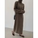 Casual Long Sleeves Loose Solid Color High-Neck Sweater Dresses Casual Long Sleeves Loose Solid Color High-Neck Sweater Dresses