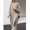 Stylish Long Sleeves Loose Solid Color V-Neck Sweater Dresses