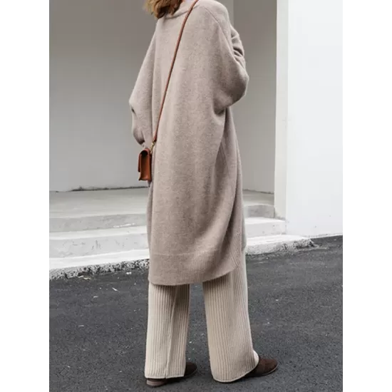 Stylish Long Sleeves Loose Solid Color V-Neck Sweater Dresses Stylish Long Sleeves Loose Solid Color V-Neck Sweater Dresses