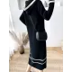 Urban Long Sleeves Loose Striped V-Neck Hooded Sweater Dresses Urban Long Sleeves Loose Striped V-Neck Hooded Sweater Dresses