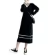 Urban Long Sleeves Loose Striped V-Neck Hooded Sweater Dresses Urban Long Sleeves Loose Striped V-Neck Hooded Sweater Dresses
