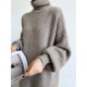 Urban Loose Puff Sleeves Solid Color High-Neck Sweater Dresses Urban Loose Puff Sleeves Solid Color High-Neck Sweater Dresses
