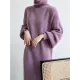 Urban Loose Puff Sleeves Solid Color High-Neck Sweater Dresses Urban Loose Puff Sleeves Solid Color High-Neck Sweater Dresses