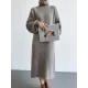 Urban Loose Puff Sleeves Solid Color High-Neck Sweater Dresses Urban Loose Puff Sleeves Solid Color High-Neck Sweater Dresses