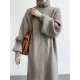 Urban Loose Puff Sleeves Solid Color High-Neck Sweater Dresses Urban Loose Puff Sleeves Solid Color High-Neck Sweater Dresses