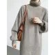 Urban Loose Puff Sleeves Solid Color High-Neck Sweater Dresses Urban Loose Puff Sleeves Solid Color High-Neck Sweater Dresses