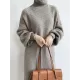 Urban Loose Puff Sleeves Solid Color High-Neck Sweater Dresses Urban Loose Puff Sleeves Solid Color High-Neck Sweater Dresses