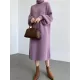 Urban Loose Puff Sleeves Solid Color High-Neck Sweater Dresses Urban Loose Puff Sleeves Solid Color High-Neck Sweater Dresses