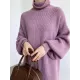 Urban Loose Puff Sleeves Solid Color High-Neck Sweater Dresses Urban Loose Puff Sleeves Solid Color High-Neck Sweater Dresses