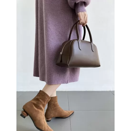 Urban Loose Puff Sleeves Solid Color High-Neck Sweater Dresses Urban Loose Puff Sleeves Solid Color High-Neck Sweater Dresses