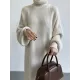 Urban Loose Puff Sleeves Solid Color High-Neck Sweater Dresses Urban Loose Puff Sleeves Solid Color High-Neck Sweater Dresses
