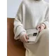 Urban Loose Puff Sleeves Solid Color High-Neck Sweater Dresses Urban Loose Puff Sleeves Solid Color High-Neck Sweater Dresses