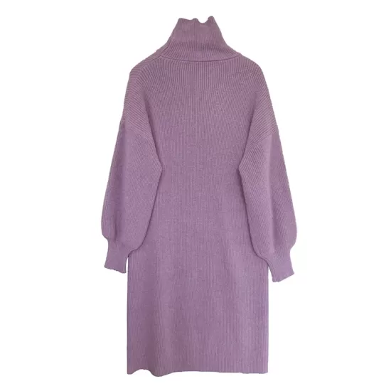 Urban Loose Puff Sleeves Solid Color High-Neck Sweater Dresses Urban Loose Puff Sleeves Solid Color High-Neck Sweater Dresses