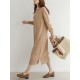 Urban Long Sleeves Loose Split-Side Solid Color Round-Neck Sweater Dresses Urban Long Sleeves Loose Split-Side Solid Color Round-Neck Sweater Dresses