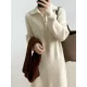 Casual Loose Long Sleeves Solid Color Zipper High-Neck Sweater Dresses Casual Loose Long Sleeves Solid Color Zipper High-Neck Sweater Dresses
