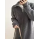 Casual Loose Long Sleeves Solid Color Zipper High-Neck Sweater Dresses Casual Loose Long Sleeves Solid Color Zipper High-Neck Sweater Dresses