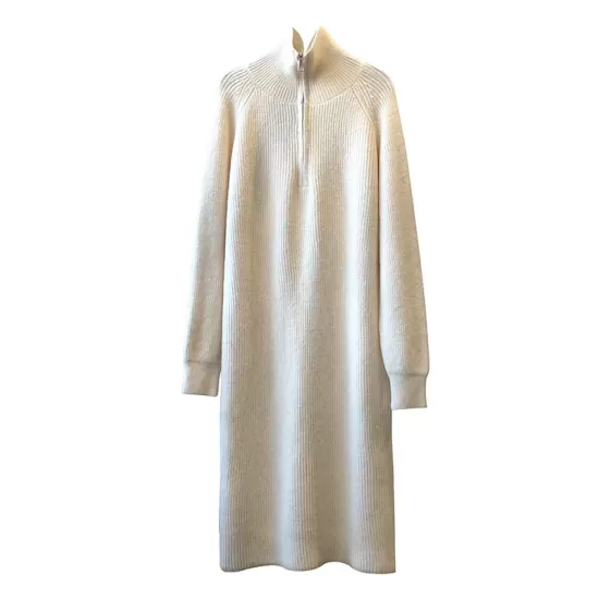 Casual Loose Long Sleeves Solid Color Zipper High-Neck Sweater Dresses Casual Loose Long Sleeves Solid Color Zipper High-Neck Sweater Dresses