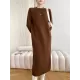 Urban Loose Long Sleeves Solid Color Round-Neck Sweater Dresses Urban Loose Long Sleeves Solid Color Round-Neck Sweater Dresses