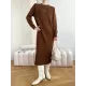 Urban Loose Long Sleeves Solid Color Round-Neck Sweater Dresses Urban Loose Long Sleeves Solid Color Round-Neck Sweater Dresses