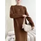 Urban Loose Long Sleeves Solid Color Round-Neck Sweater Dresses Urban Loose Long Sleeves Solid Color Round-Neck Sweater Dresses