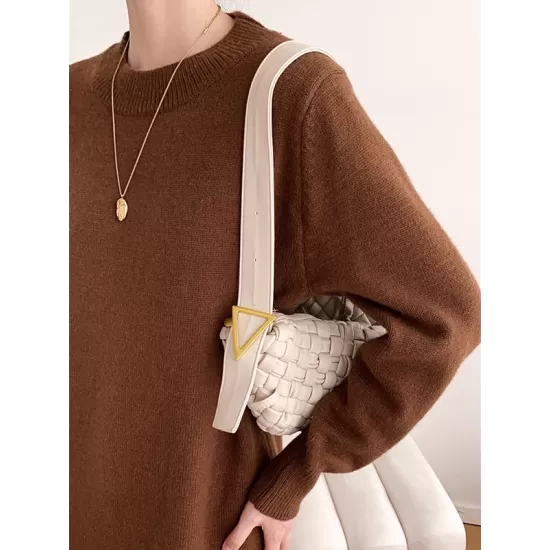 Urban Loose Long Sleeves Solid Color Round-Neck Sweater Dresses Urban Loose Long Sleeves Solid Color Round-Neck Sweater Dresses