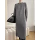 Urban Loose Long Sleeves Solid Color Round-Neck Sweater Dresses Urban Loose Long Sleeves Solid Color Round-Neck Sweater Dresses