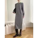Urban Loose Long Sleeves Solid Color Round-Neck Sweater Dresses Urban Loose Long Sleeves Solid Color Round-Neck Sweater Dresses