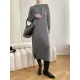Urban Loose Long Sleeves Solid Color Round-Neck Sweater Dresses Urban Loose Long Sleeves Solid Color Round-Neck Sweater Dresses