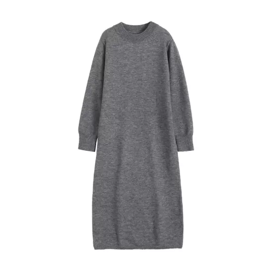 Urban Loose Long Sleeves Solid Color Round-Neck Sweater Dresses Urban Loose Long Sleeves Solid Color Round-Neck Sweater Dresses