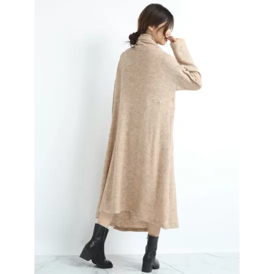 Casual Long Sleeves Loose Keep Warm Solid Color Heaps Collar Sweater Dresses Casual Long Sleeves Loose Keep Warm Solid Color Heaps Collar Sweater Dresses