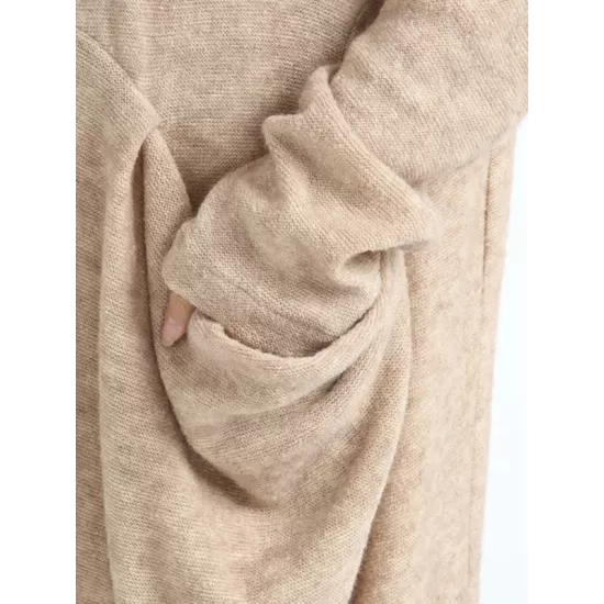 Casual Long Sleeves Loose Keep Warm Solid Color Heaps Collar Sweater Dresses Casual Long Sleeves Loose Keep Warm Solid Color Heaps Collar Sweater Dresses