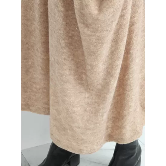 Casual Long Sleeves Loose Keep Warm Solid Color Heaps Collar Sweater Dresses Casual Long Sleeves Loose Keep Warm Solid Color Heaps Collar Sweater Dresses