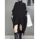 Batwing Sleeves High-Low Pockets Solid Color High-Neck Midi Dresses Sweater Dresses Batwing Sleeves High-Low Pockets Solid Color High-Neck Midi Dresses Sweater Dresses